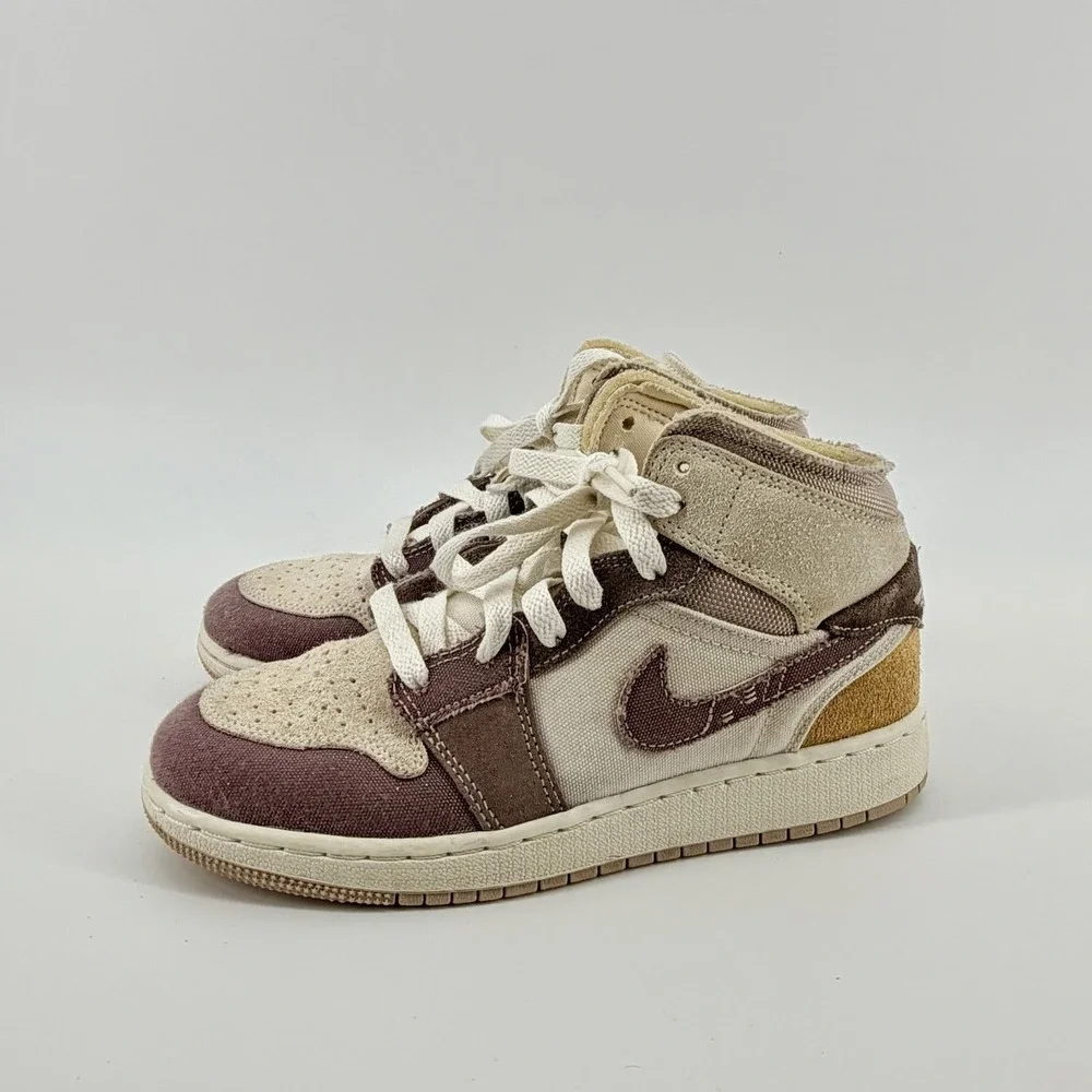 Nike Air Jordan 1 Mid Craft Taupe‎ Haze Gold GS Youth DZ4466-102 Size 3.5Y